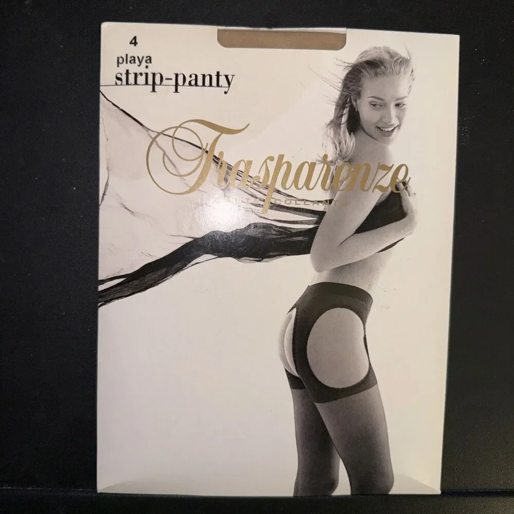 Trasparenze Strip Panty Mock Suspender Belt Pantyhose XL Playa Nude Md In Italy